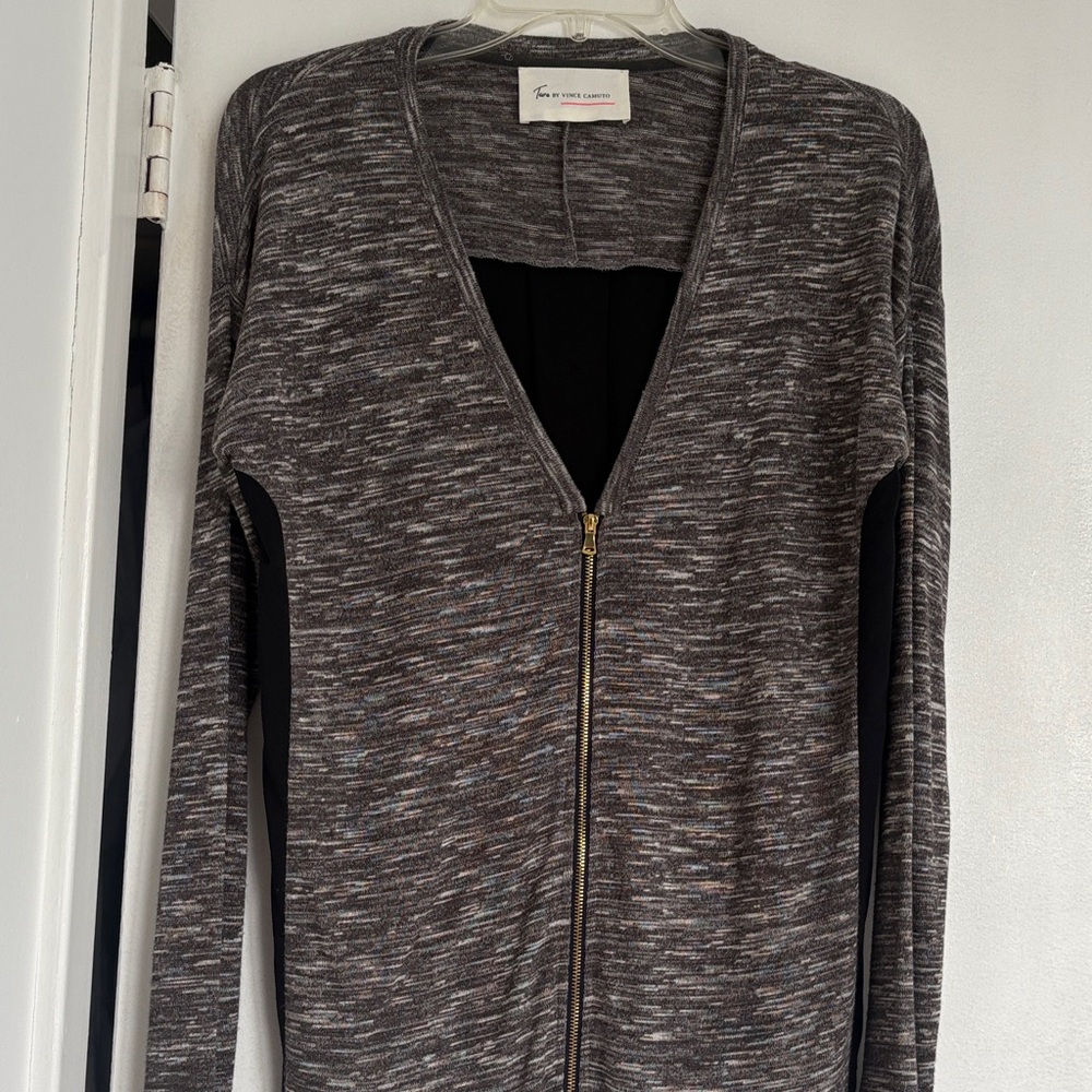 Two by Vince Camuto Charcoal Zip-Up Women’s Top